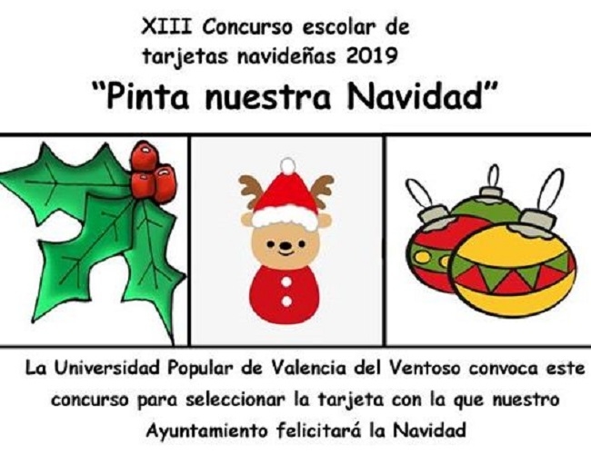 La Universidad Popular de Valencia del Ventoso convoca el concurso XIII Concurso escolar de tarjetas de Navidad