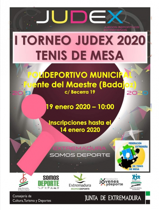 Fuente del Maestre acogerá este domingo el I Torneo JUDEX de Tenis de Mesa