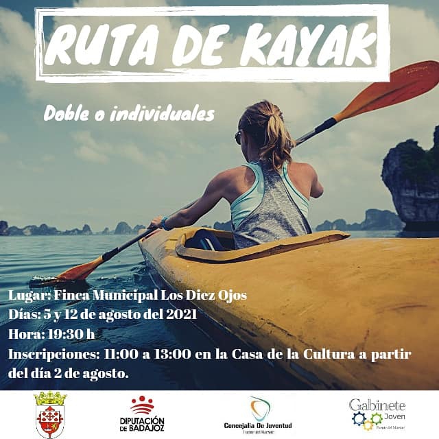 Los días 5 y 12 de agosto tendrá lugar la I Ruta de Kayak en Fuente del Maestre