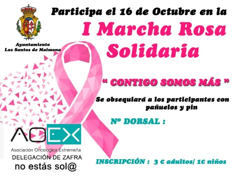 La AOEX conmemora el Día Internacional del Cáncer de Mama en Los Santos con la I Marcha Rosa Solidaria