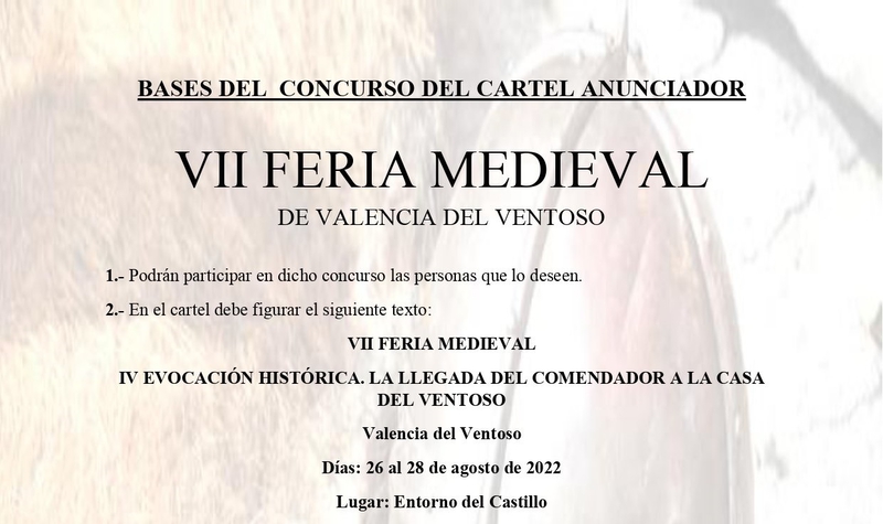 Concurso Cartel Anunciador de la VII Feria Medieval de Valencia del Ventoso