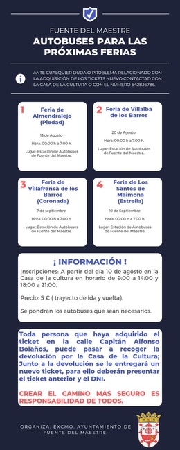 El Ayuntamiento de Fuente del Maestre pone a disposición de los jóvenes autobuses para desplazarse a las ferias de pueblos de alrededor