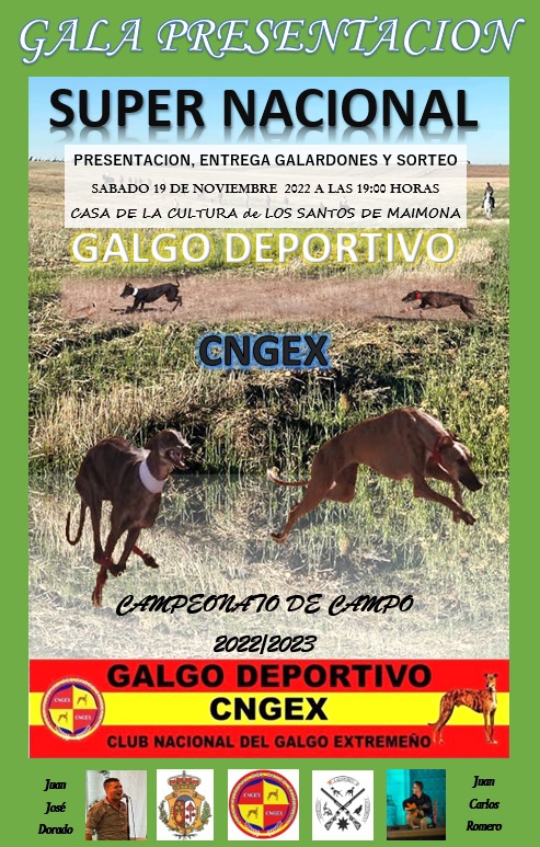 El Club Nacional del Galgo Extremeño presenta en Los Santos de Maimona el Súper Nacional Galgo Deportivo GNGEX