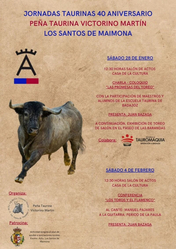 La Peña Taurina `Victorino Martín´ de Los Santos de Maimona celebra sus 40 años con unas jornadas taurinas