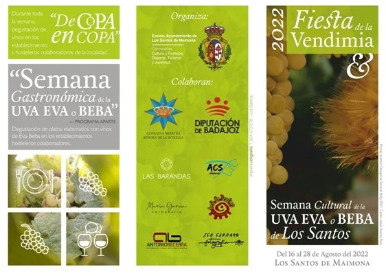 Programa de actividades de la Fiesta de la Vendimia y la Semana Cultural de la Uva Eva o Beba de Los Santos de Maimona