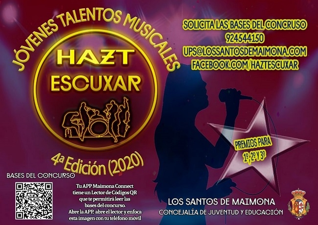 `Hazt Escuxar: El Ayuntamiento de Los Santos de Maimona lanza la IV edición de este concurso para jóvenes talentos musicales 