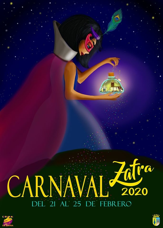 La obra `Espíritu de Carnaval ganadora del Concurso del Cartel Anunciador del Carnaval 2020 en Zafra