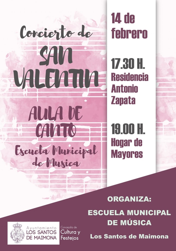 El Aula de Canto de la Escuela Municipal de Música de Los Santos ofrecerá hoy dos conciertos para celebrar el Día de San Valentín