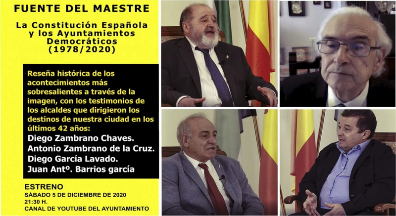 Este sábado se estrena el audiovisual `Fuente del Maestre. La Constitución Española y los Ayuntamientos democráticos (1978-2020)