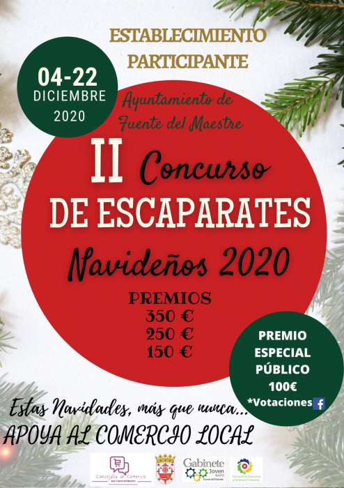 Del 12 al 22 de diciembre se puede votar en el II Concurso de Escaparates Navideños 2020 de Fuente del Maestre