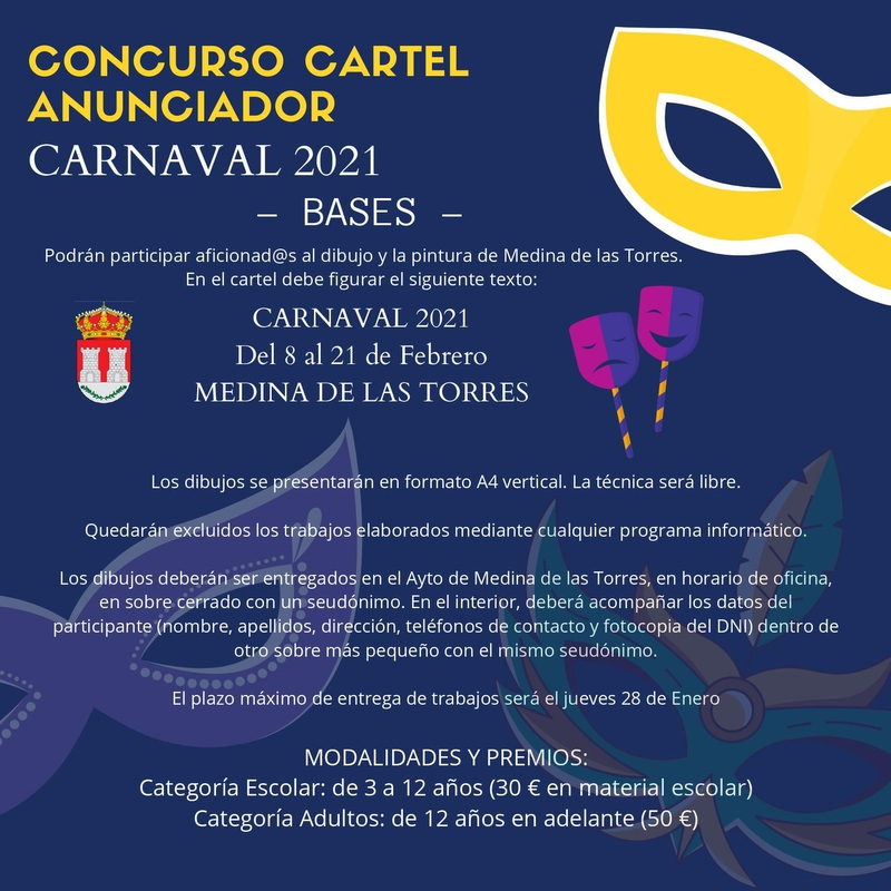 Medina de las Torres abre el concurso para el cartel anunciador del Carnaval 2021