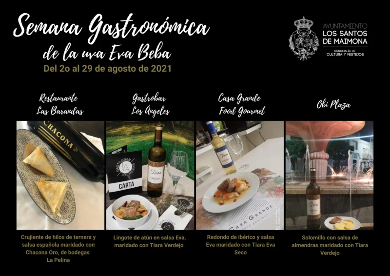 La Semana Gastronómica de la Uva Eva-Beba se celebra del 20 al 29 de septiembre en Los Santos de Maimona