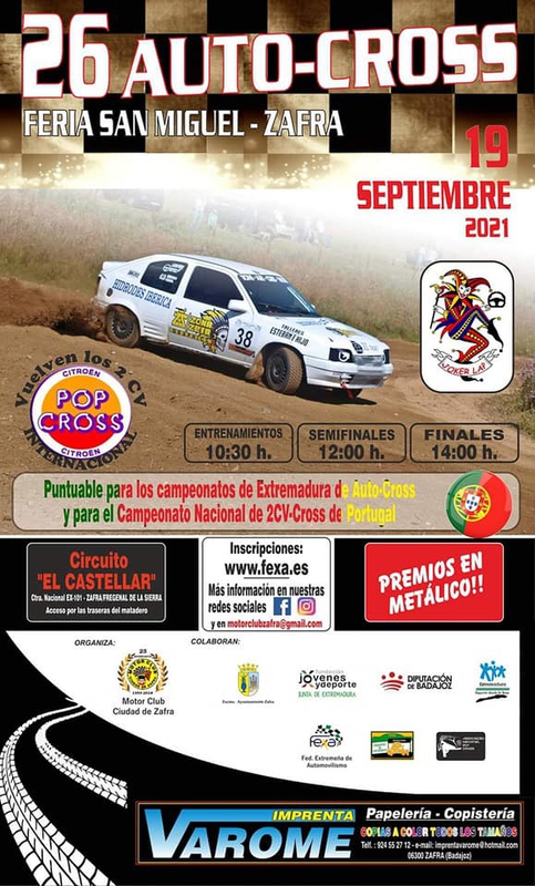 Un total de 30 pilotos participarán en la XVI edición del Autocross Feria de San Miguel-Zafra este domingo