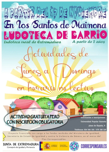 Los pequeños a partir de 2 años podrán participar en la Ludoteca de Barrio de Los Santos de Maimona hasta final de año