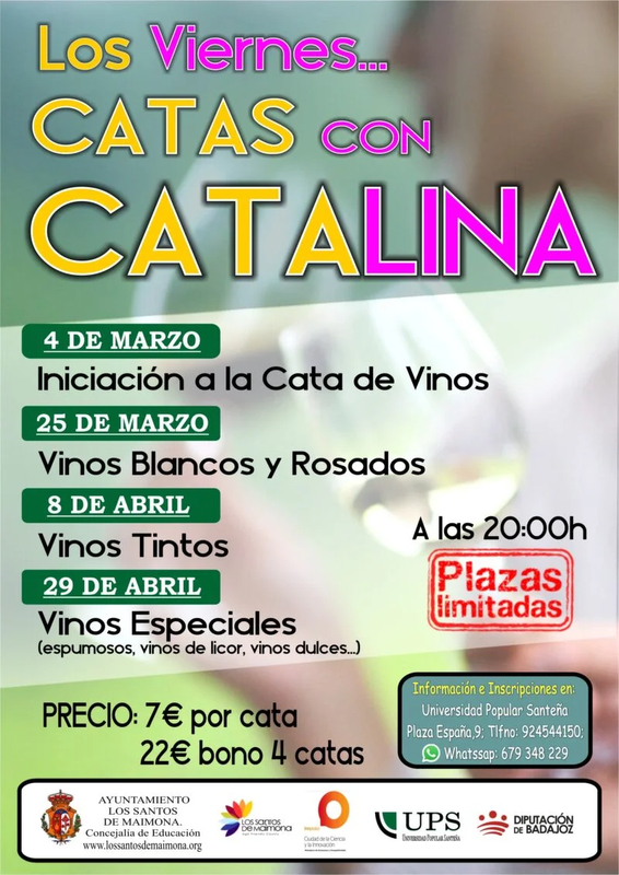 La Universidad Popular Santeña lanza `Los viernes Catas con Catalina para conocer más sobre los distintos vinos