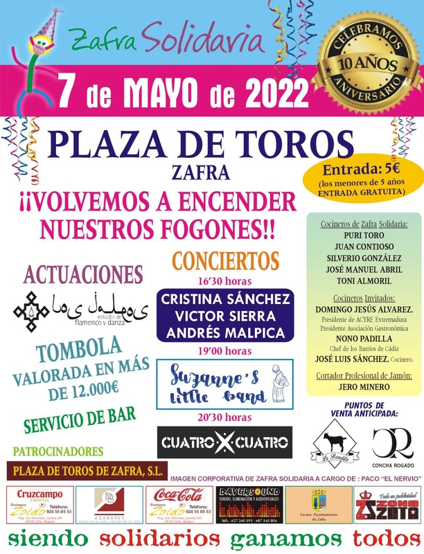 Zafra Solidaria conmemora su décimo aniversario con un gran evento que se celebrará el 7 de mayo en la plaza de toros 