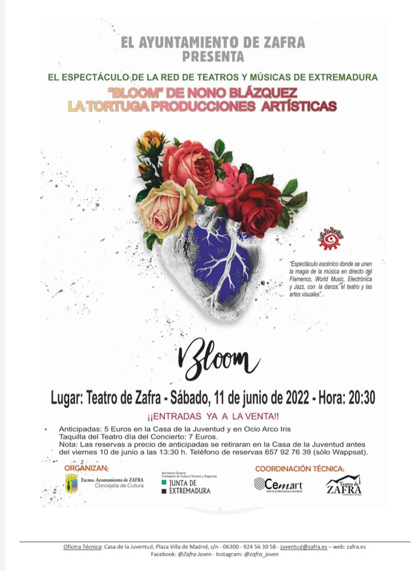 El espectáculo teatral `Bloom sube a las tablas del Complejo Cultural Teatro de Zafra el sábado 11 de junio
