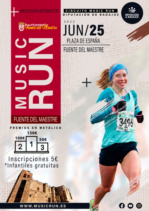 Fuente del Maestre acogerá, por primera vez, este sábado 25 de junio, la actividad deportiva `Music Run