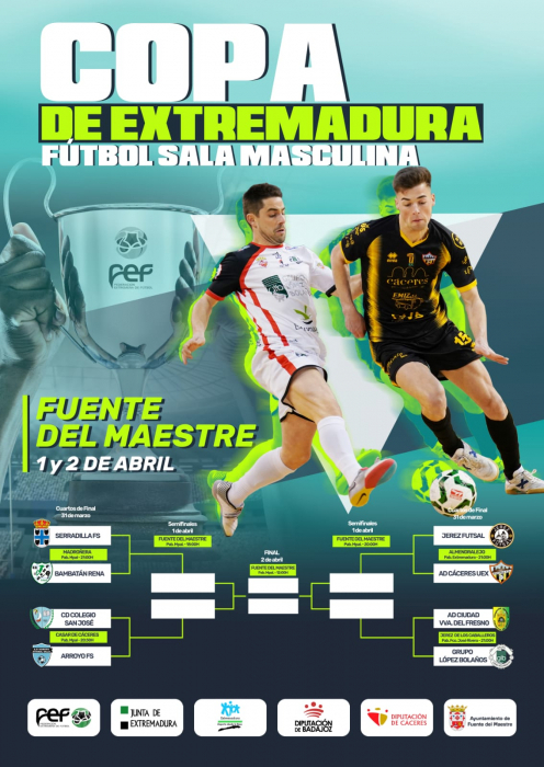 La Fase Final de la IX Copa de Extremadura Masculina de Fútbol-Sala se jugará este fin de semana en Fuente del Maestre