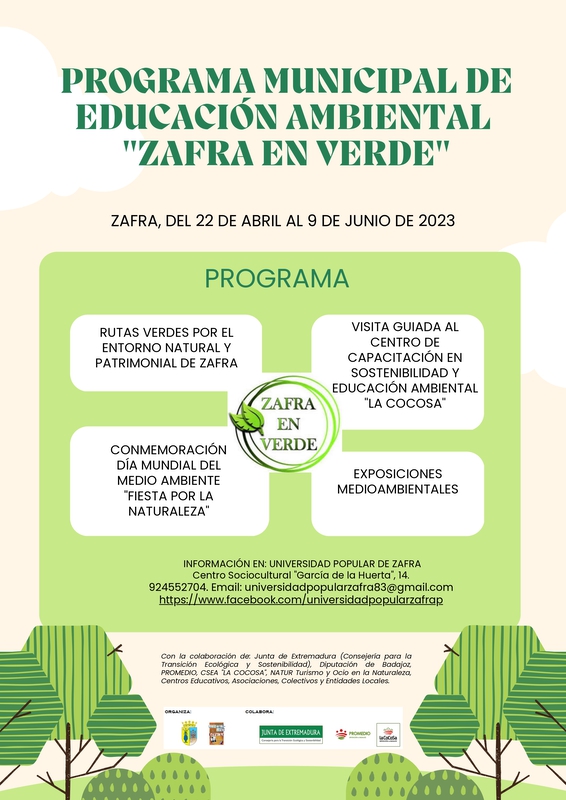 La Universidad Popular abre el plazo de inscripción para el nuevo programa medioambiental `Zafra en Verde