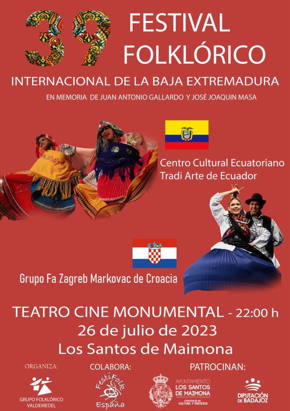 Grupos de Ecuador y Croacia actuarán en Los Santos de Maimona en el Festival Folklórico de la Baja Extremadura
