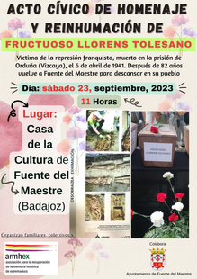Fuente del Maestre acoge el Acto Cvico de Homenaje y Reinhumacin del fontans Fructuoso Llorens
