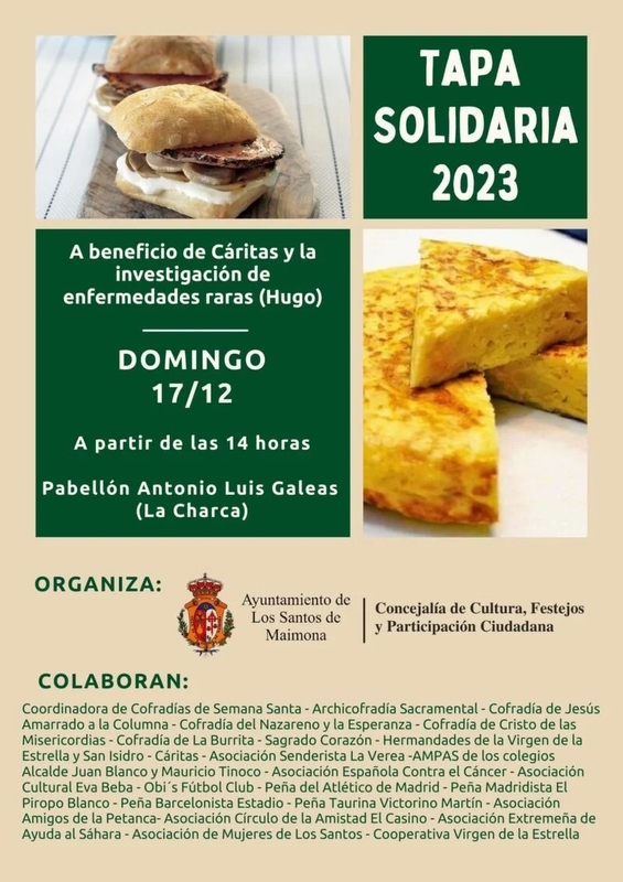 Gastronomía y solidaridad se darán la mano este domingo durante la Tapa Solidaria 2023 de Los Santos de Maimona