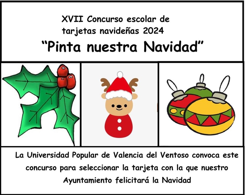 Convocado el Concurso Escolar de Tarjetas Navideñas `Pinta Nuestra Navidad´ en Valencia del Ventoso