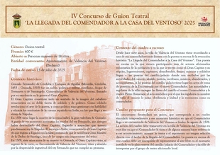 Valencia del Ventoso convoca el IV Concurso de Guion Teatral LA LLEGADA DEL COMENDADOR A LA CASA DEL VENTOSO
