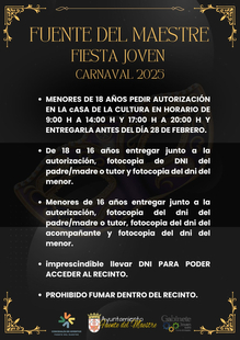 Amplia programación en la `Caseta Joven´ de Fuente del Maestre durante los Carnavales 2025