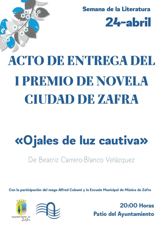 Mañana se entrega el I Premio de Novela `Ciudad de Zafra´ en un acto público en el Patio del ayuntamiento