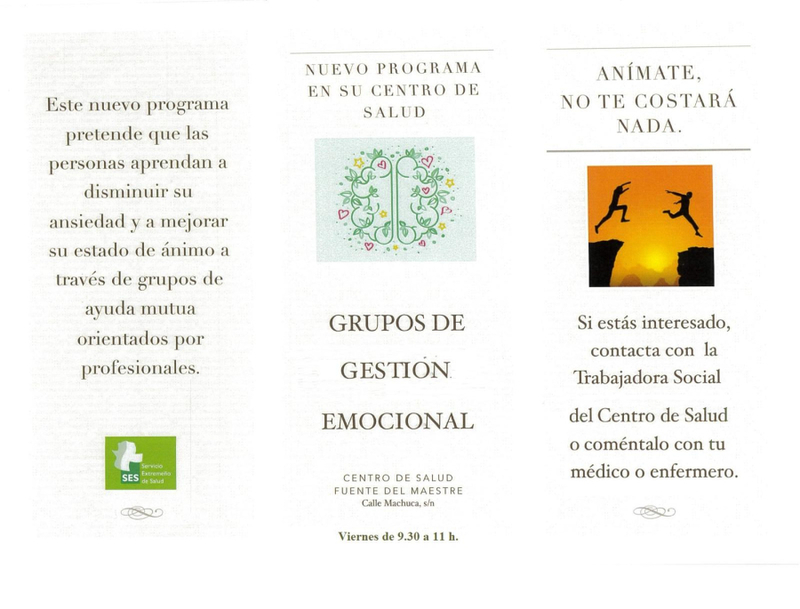 El Centro de Salud de Fuente del Maestre va a poner en marcha la cuarta edición del Taller Grupos de Gestión Emocional