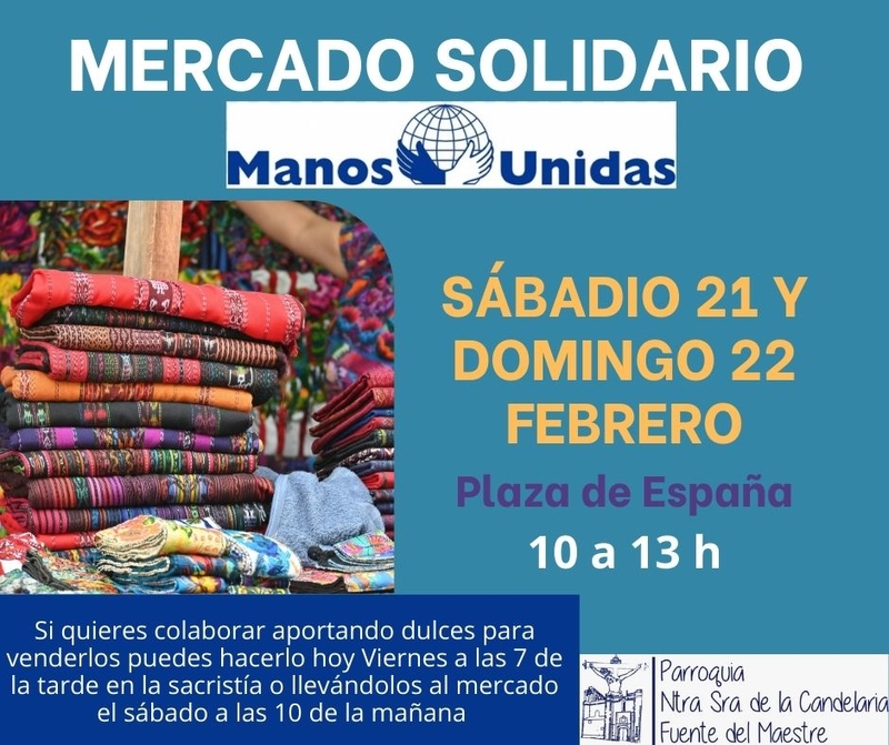 Manos Unidas de Fuente del Maestre organiza un mercadillo solidario este fin de semana