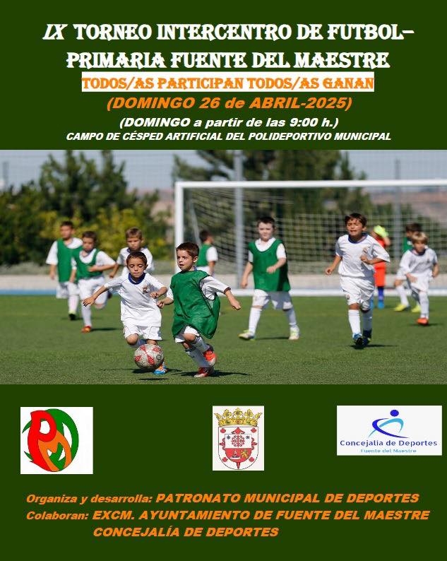 Este domingo se juega el IX Torneo Intercentro de Fútbol para Primaria de Fuente del Maestre