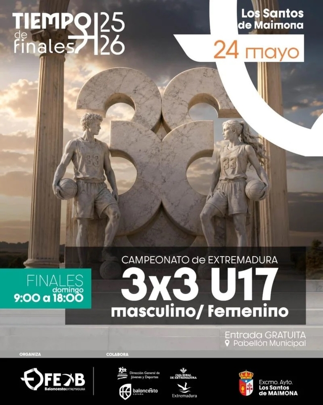 Los Santos de Maimona acoge el Campeonato de Extremadura 3X3 sub 17 de baloncesto