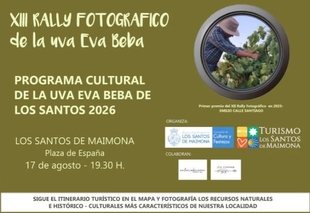 El XIII Rally Fotográfico de la Uva Eva Beba en Los Santos de Maimona se celebrará el 17 de agosto