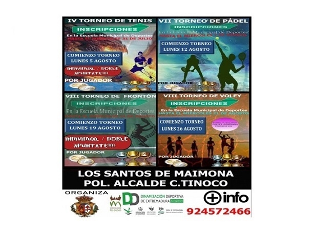 La Escuela de Deportes de Los Santos de Maimona organiza cuatro torneos durante el mes de agosto