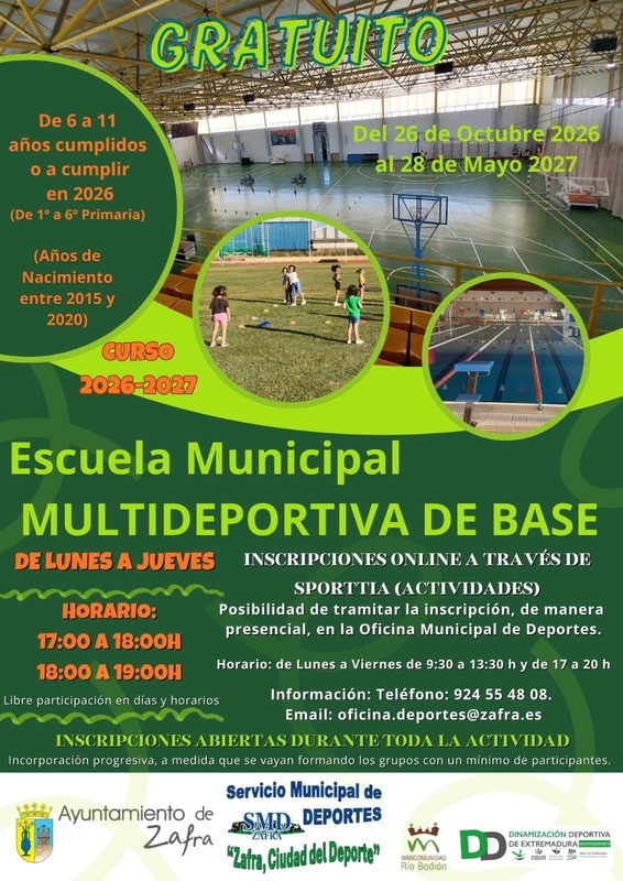 La Escuela Multideportiva de Base ya tiene abierto el plazo de inscripciones gratuitas para el curso 2026-2027