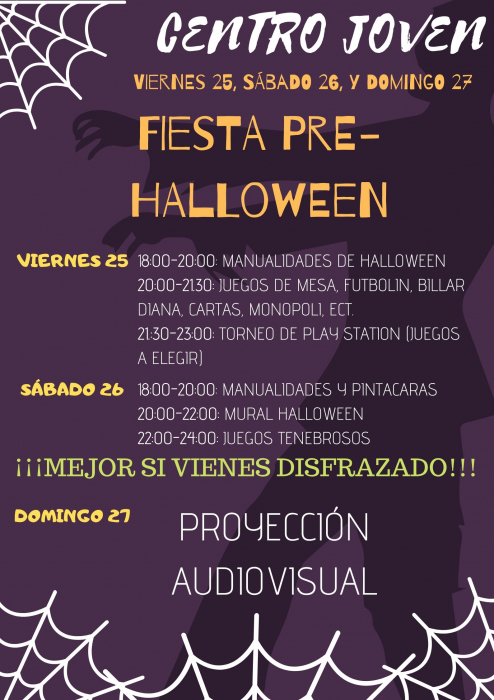 Este fin de semana, fiesta Pre-Halloween en el Centro Joven de Fuente del Maestre
